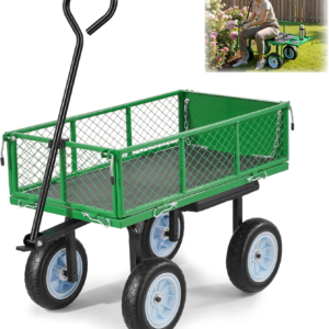 500 lb Heavy-Duty Garden Cart with Seat & Flat-Free Tires