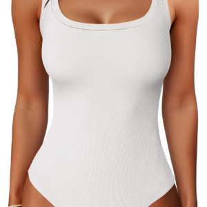 Bodysuits for Women, Soft Cozy Ribbed Knit, Scoop Neck Sleeveless Tank Top, Versatile for Daily, Work, Travel