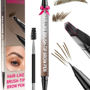 Eyebrow Pen - Eyebrow Pencil,2-In-1 Eyeliner Dual-Ended Brush-Tip Microblading 4D Eyebrow Pencils for Women,Long Lasting Waterproof Hair-Like Brow Pencil,With Eyebrow Brush,Darkbrown