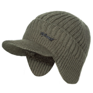 Unisex Stylish Add Fur Lined Warm Winter Hats with Brim Soft Beanie Cap for Men Women Classic Hat with Ear Knitted Hat