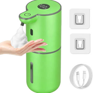 Automatic Foaming Soap Dispenser Touchless, USB Rechargeable Smart Hand Soap Dispenser, 6-Level Adjustable, 12.8Oz/380Ml Wall Mounted for Bathroom Kitchen Dish Soap-Green